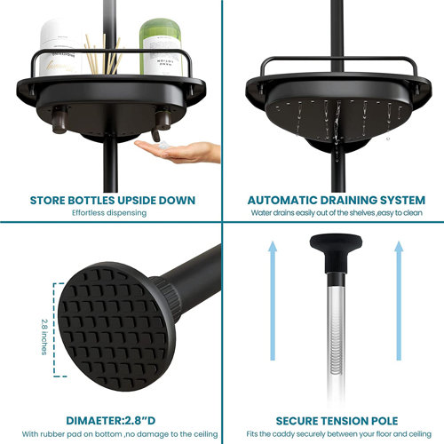 Rebrilliant Lenaik Tension Pole Shower Caddy & Reviews Wayfair